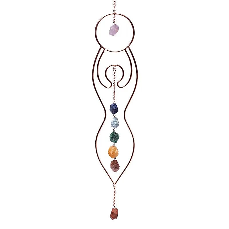 Raamhanger Maangodin & chakra stenen