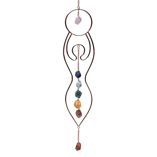 Colgante de ventana Diosa de la Luna y piedras chakra