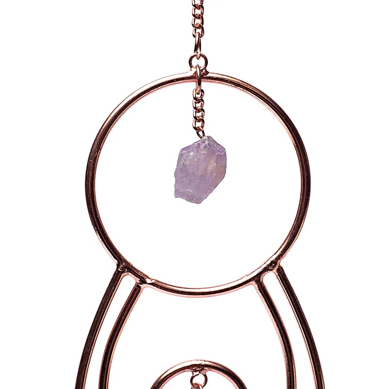 Raamhanger Maangodin & chakra stenen Metaal