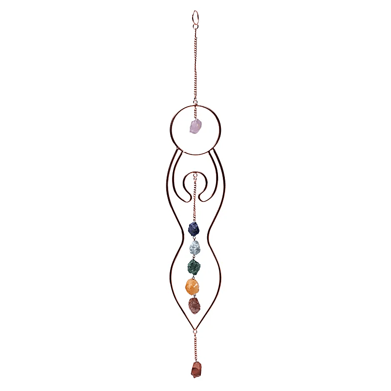 Raamhanger Maangodin & chakra stenen