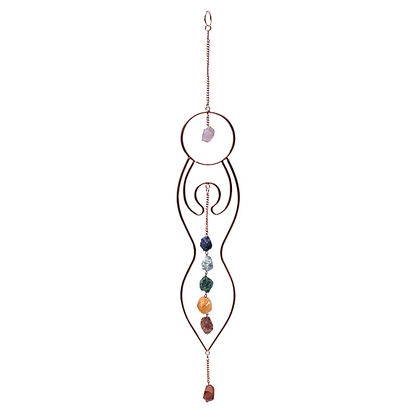 Raamhanger Maangodin & chakra stenen