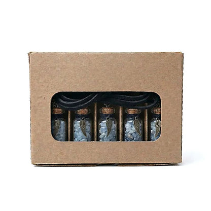 Geschenkflasche aus Glas und Kordel mit Angelit und Engelsflügel großhandel thumb