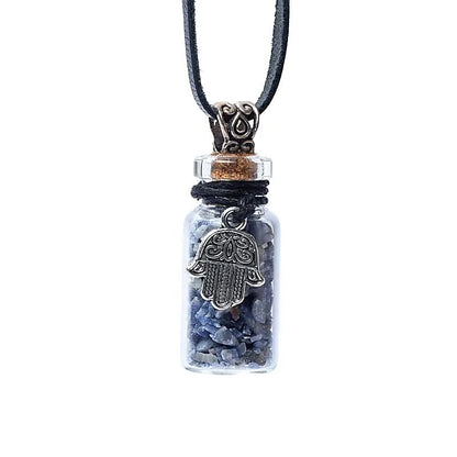 Glasgeschenkflasche und Kordel mit Lapislazuli und Khamsa thumb
