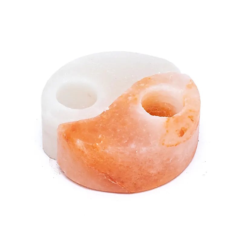 Crystal salt tea light holder yin yang