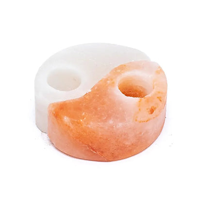Crystal salt tea light holder yin yang thumb