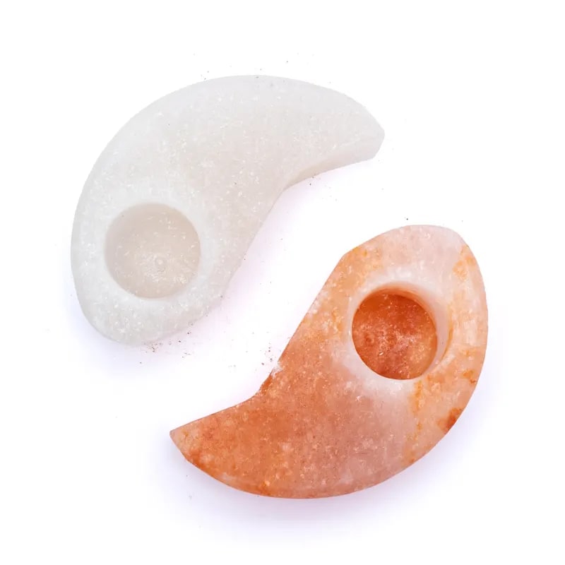 Crystal salt tea light holder yin yang