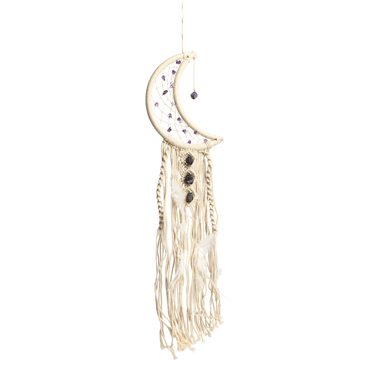 Colgante lunar de macramé con amatista al por mayor
