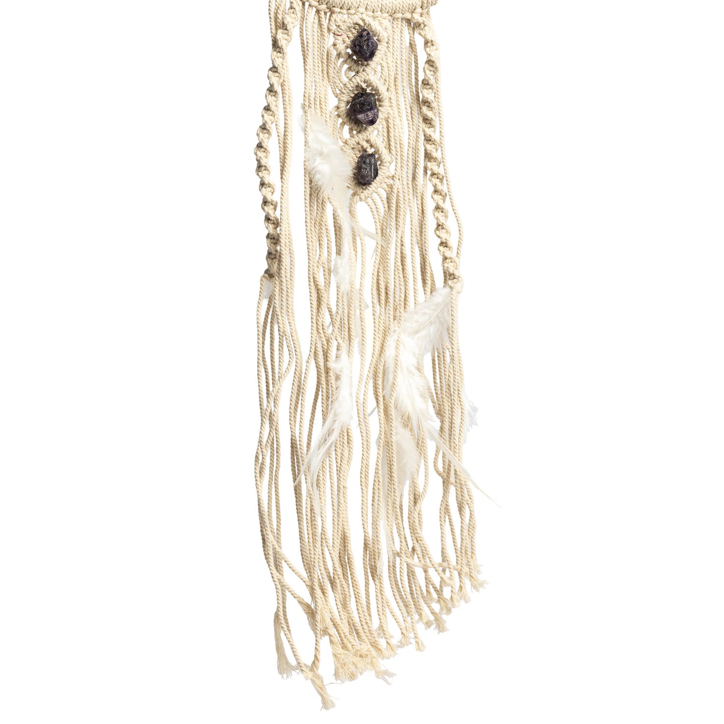Colgante lunar de macramé con amatista