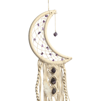 Colgante lunar de macramé con amatista thumb