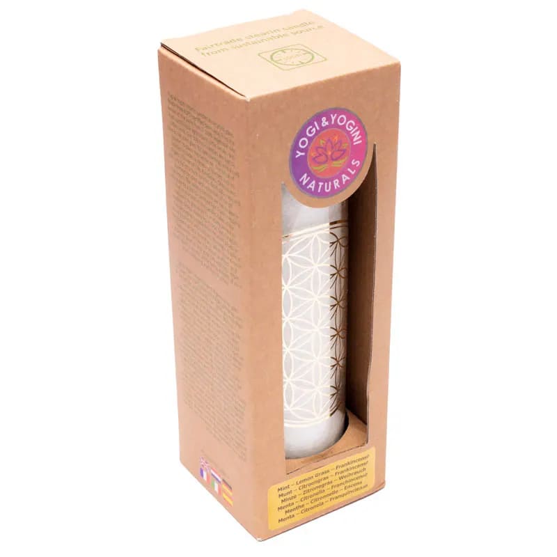 Scented stearin candle Flower of Life white wholesale
