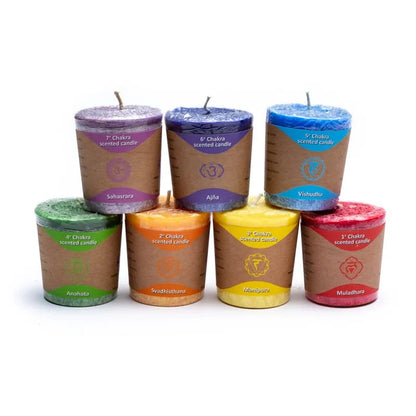Candele votive dei Chakra alla stearina 7 x 12 all’ingrosso thumb