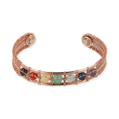 Bracciale magnetico in rame con pietre dei chakra thumb