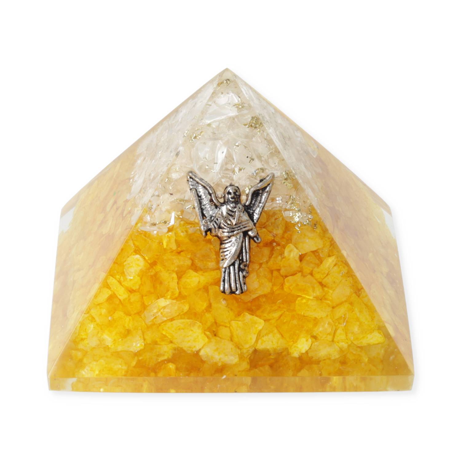 Orgonit-Pyramide Citrin und Bergkristall mit Engel Uriel
