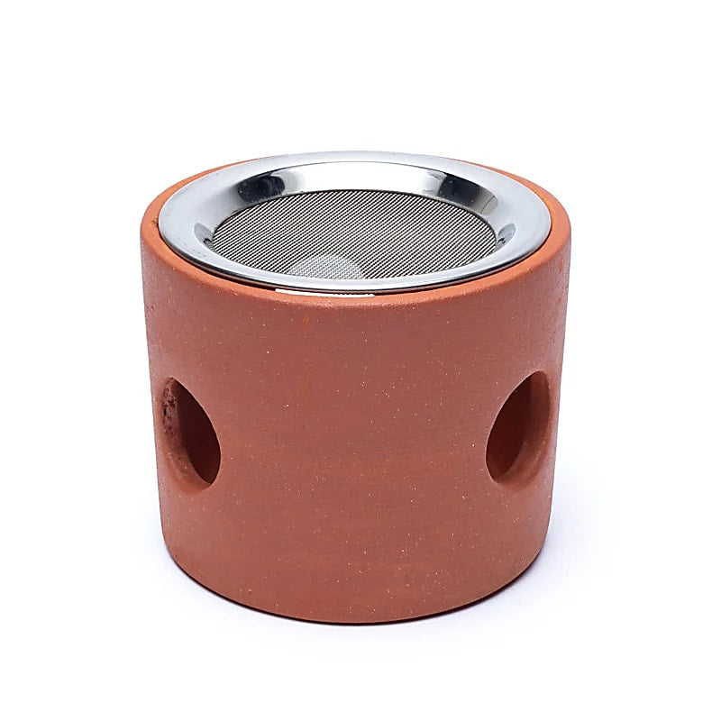 Brucia incenso in terracotta + setaccio in acciaio inox