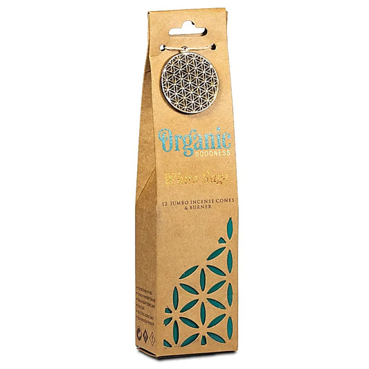 Organic Goodness Witte Salie wierookkegels + houder