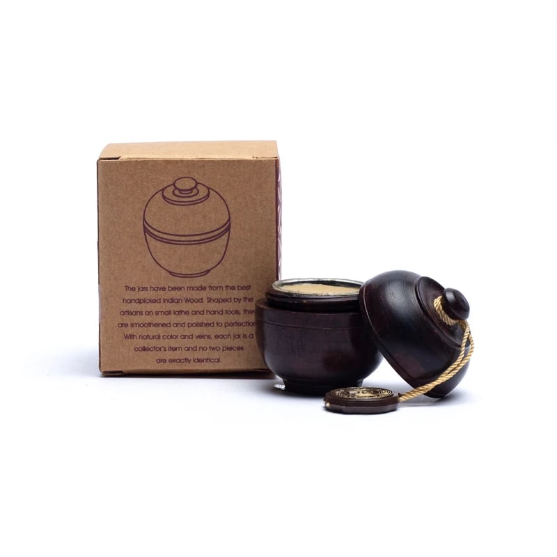 Crema perfumada de ámbar en tarro de palisandro