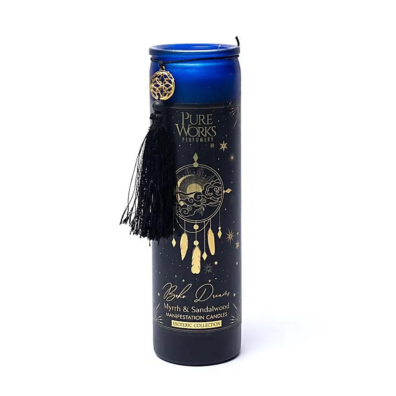 Vela Manifestation Boho Dreams en vidrio con borla