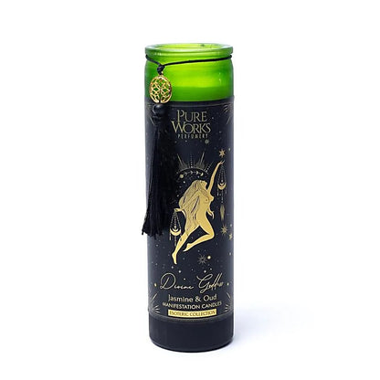 Manifestation candle Divine Goddess in glass with tassel thumb