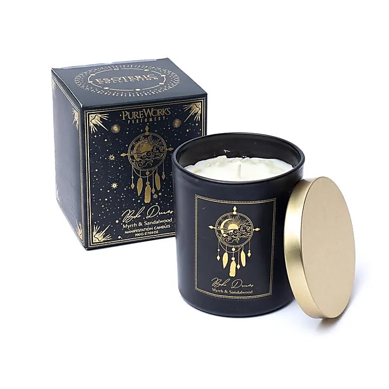 Candela d'intenti Boho Dreams in vetro con coperchio