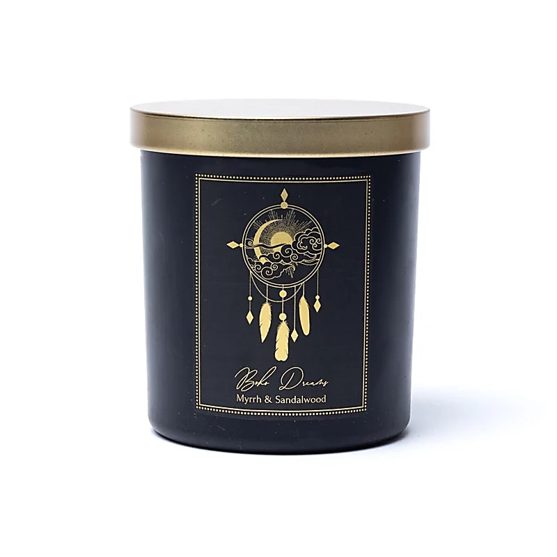 Candela d'intenti Boho Dreams in vetro con coperchio all’ingrosso