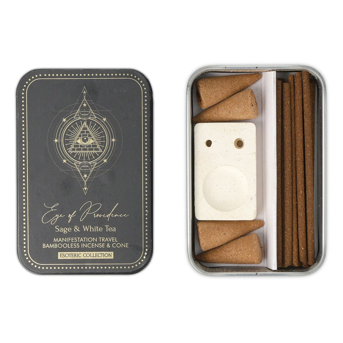 Räucherwerk Esoteric Collection Eye of Providence & Halter in Schiebedose aus Blech