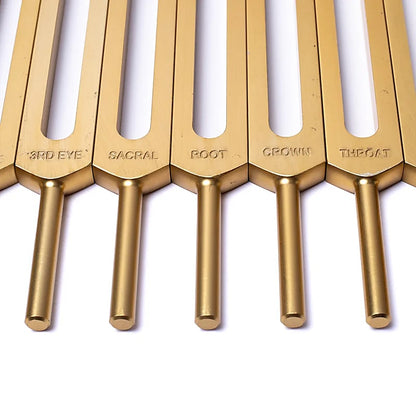 Stimmgabeln Chakras goldfarben ungewichtet Gold thumb