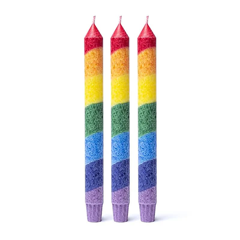 Bougie cierge arc en ciel stéarine sans parfum