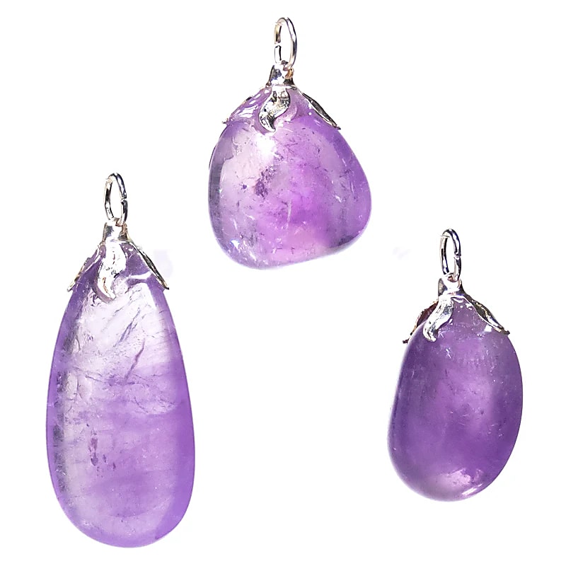 Pendentif pierre gemme Amethyste claire