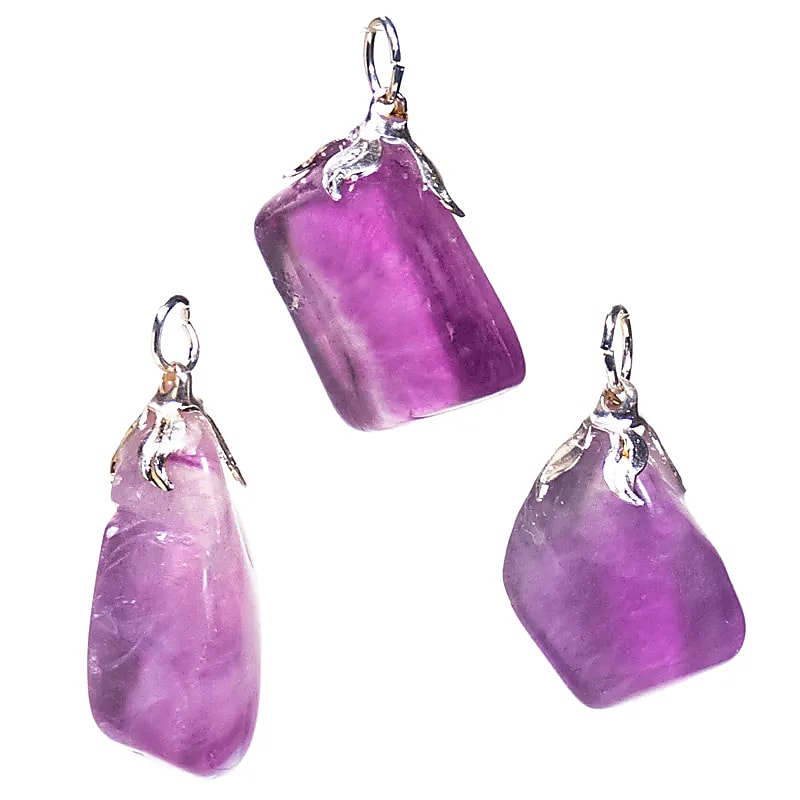 Pendentif pierre gemme Fluorite violette