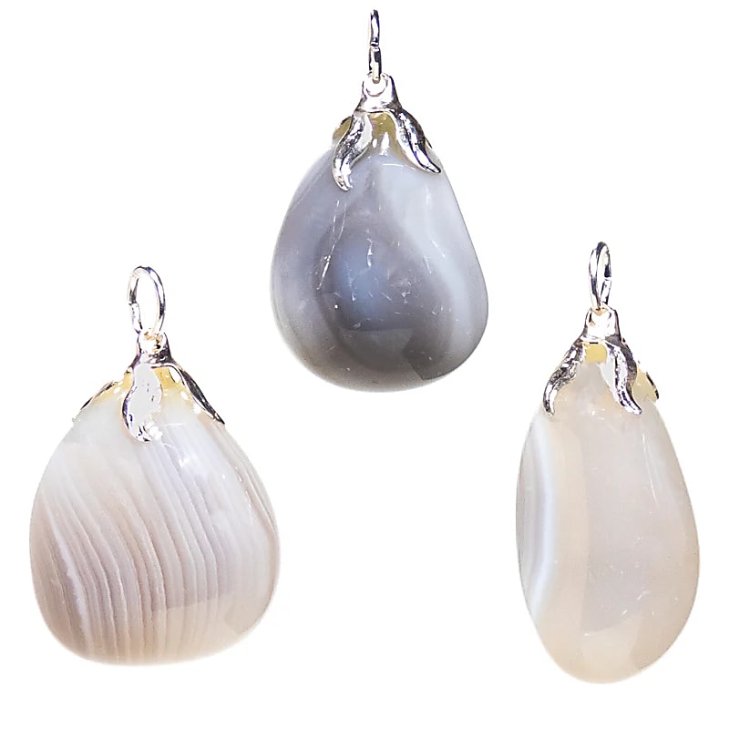 Pendentif pierre gemme Agate grise
