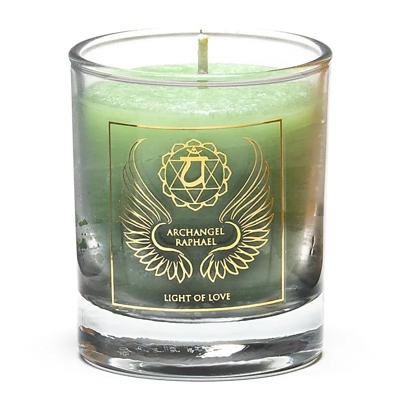 Candela votiva profumata Arcangelo Raffaele 4°chakra