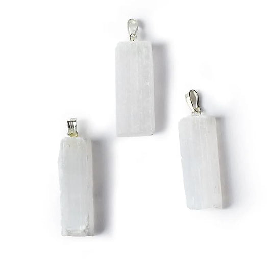 Pendentif Sélénite blanche brute