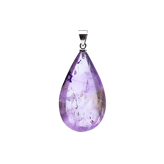 Pendentif en pierre précieuse d'améthyste en forme de goutte
