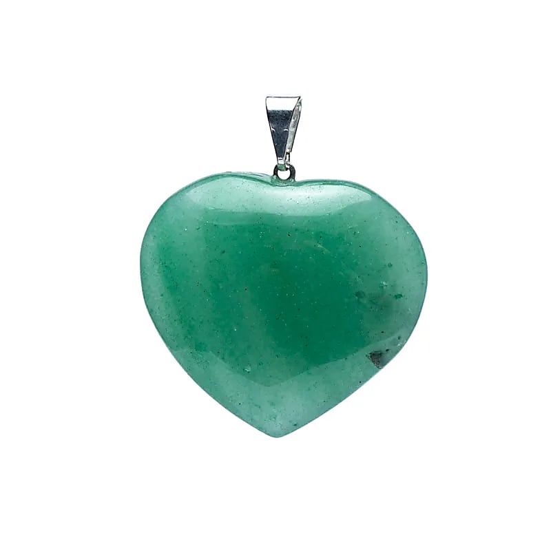 Colgante de cuarzo verde en forma de corazón