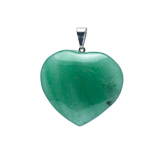 Pendentif de quartz vert en forme de cœur