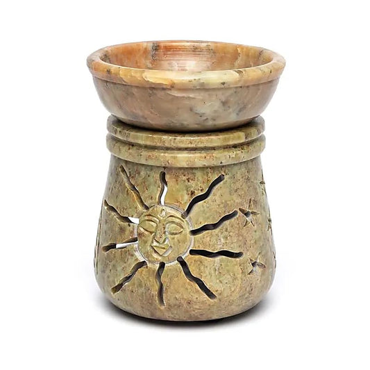Oil burner sun and moon soapstone