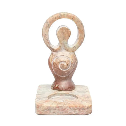 Porte-bougie symbole de la Déesse stéatite claire thumb