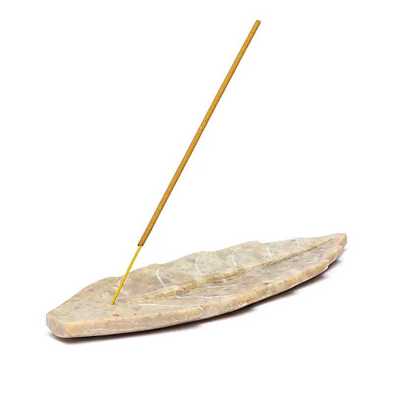 Quemador de incienso forma hoja esteatita al por mayor