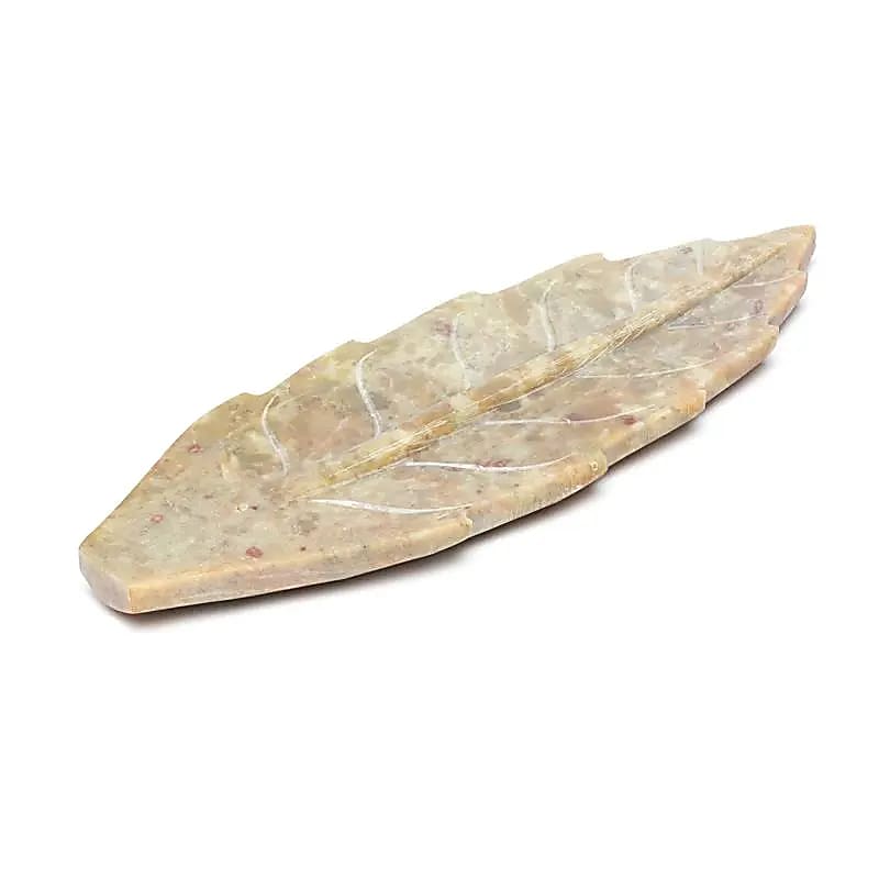 Quemador de incienso forma hoja esteatita