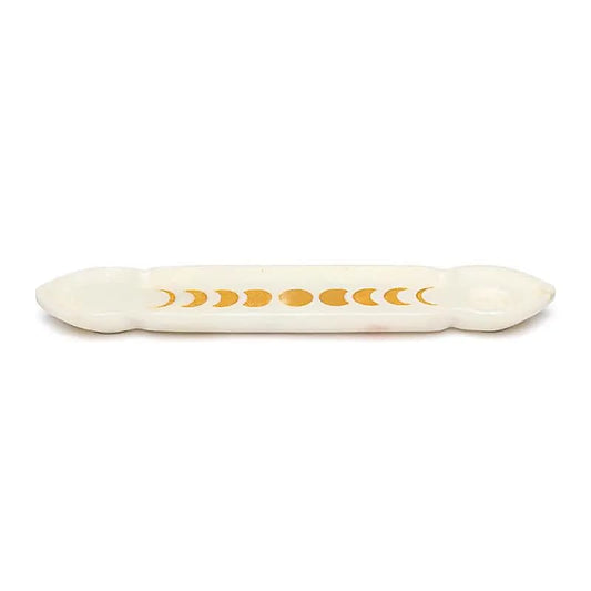 Incense burner moon phases white marble