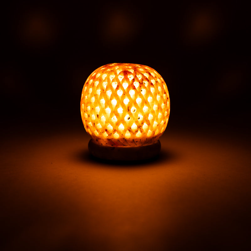 Round soapstone candle holder dots