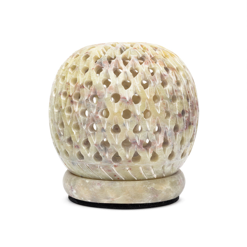 Round soapstone candle holder dots