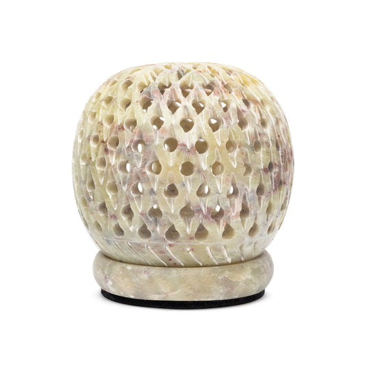 Round soapstone candle holder dots