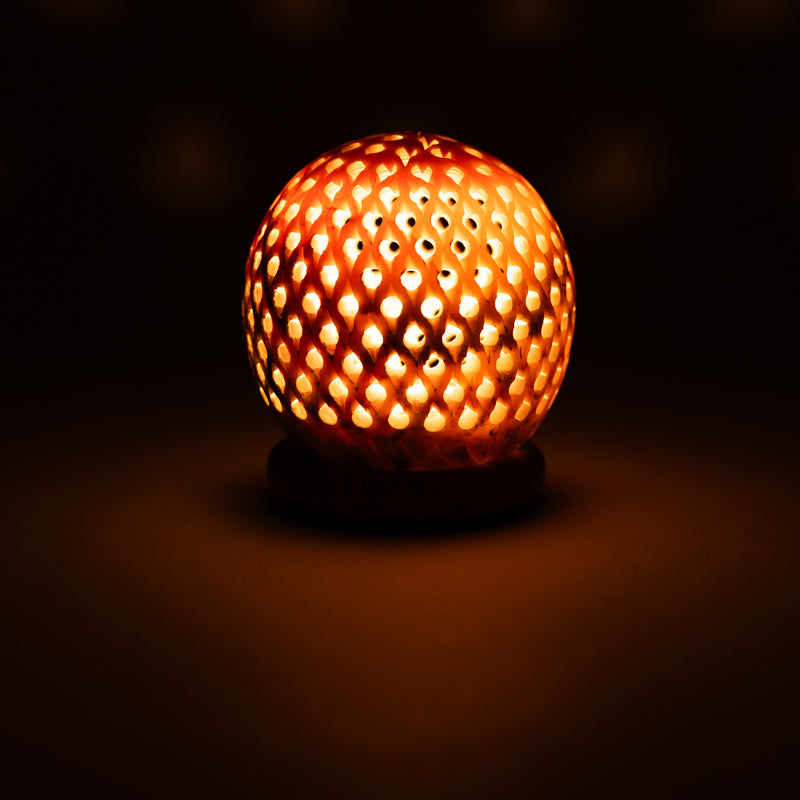 Round soapstone candle holder dots