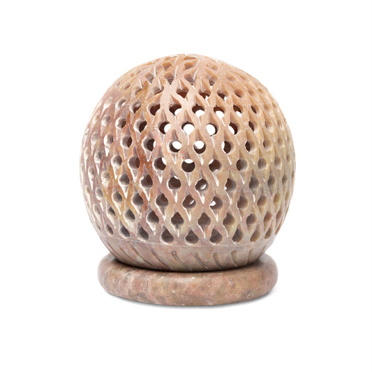 Round soapstone candle holder dots