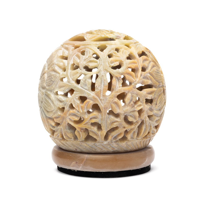 Round soapstone candle holder flower Soapstone