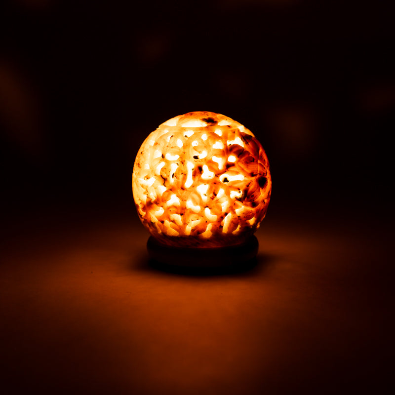 Round soapstone candle holder flower