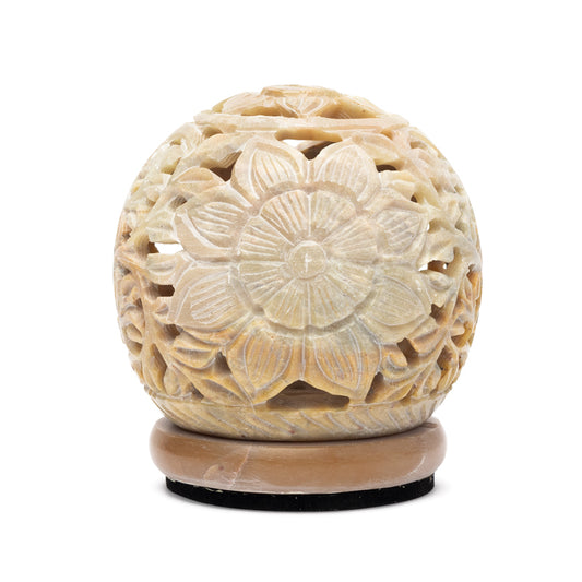 Round soapstone candle holder flower