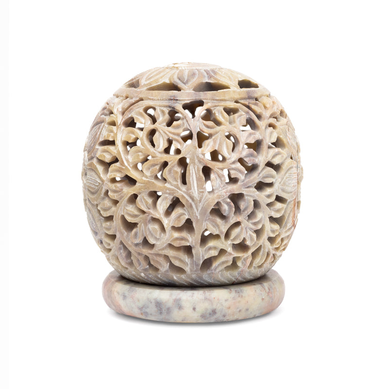 Round soapstone candle holder flower
