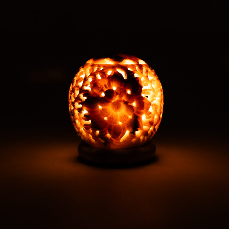 Round soapstone candle holder flower